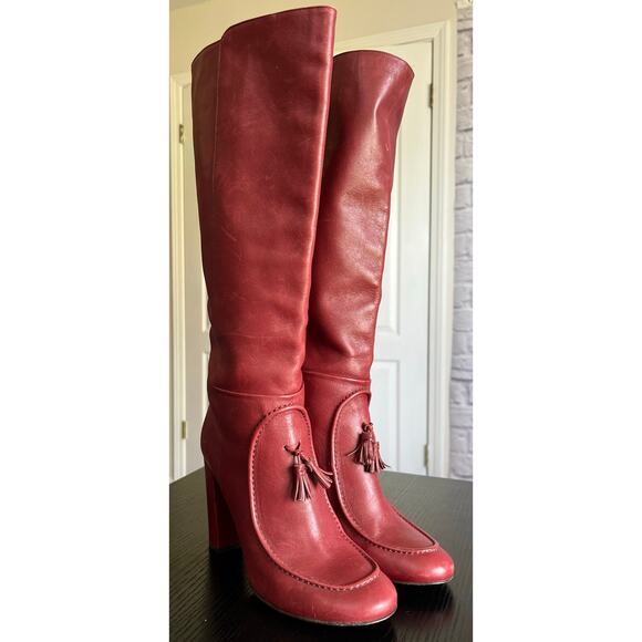 J. Crew Shoes - J. Crew Unique Retro Vintage Grandmacore Brick Red Leather Heeled Tassel Boots